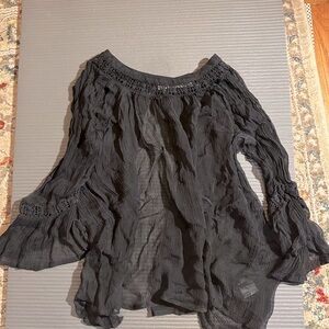 Black flowy see through open back